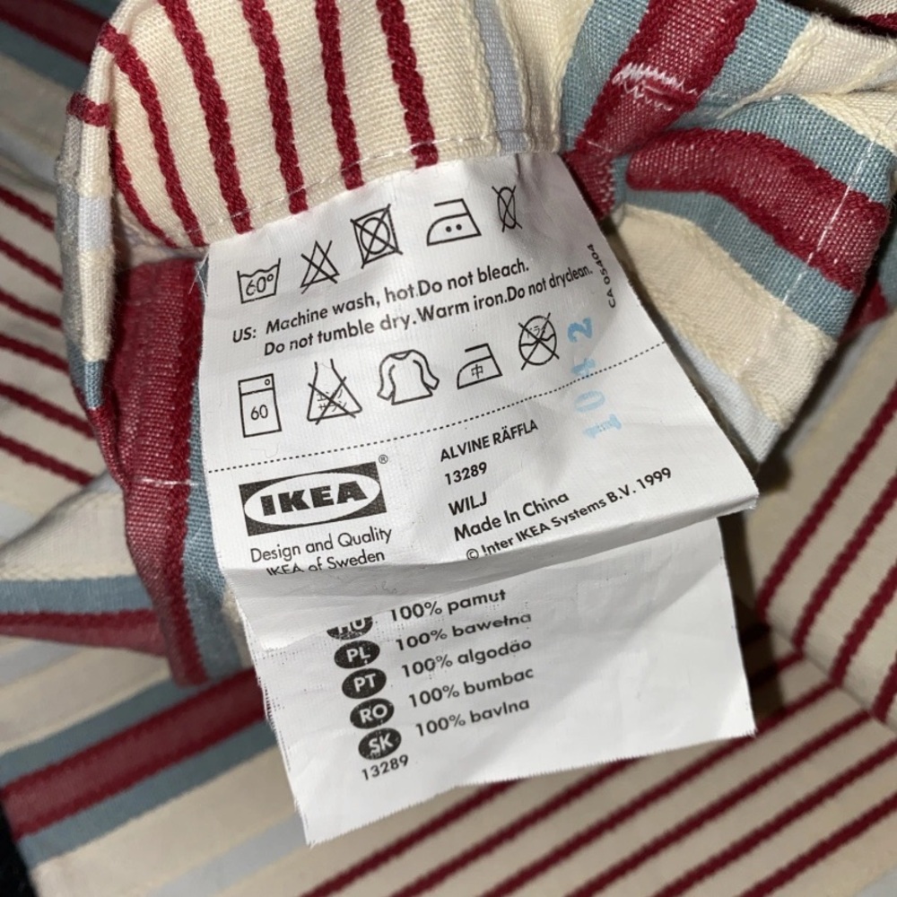 IKEA Alvine Raffla Pillow Cover SET (2) 25” x 25” Stripes 100% Cotton Buttons - Picture 8 of 16